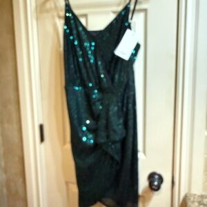 Elegant Teal Sequin Dress